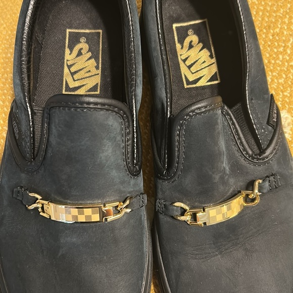 Vans classic black leather slip on ID gold trim - Picture 9 of 9